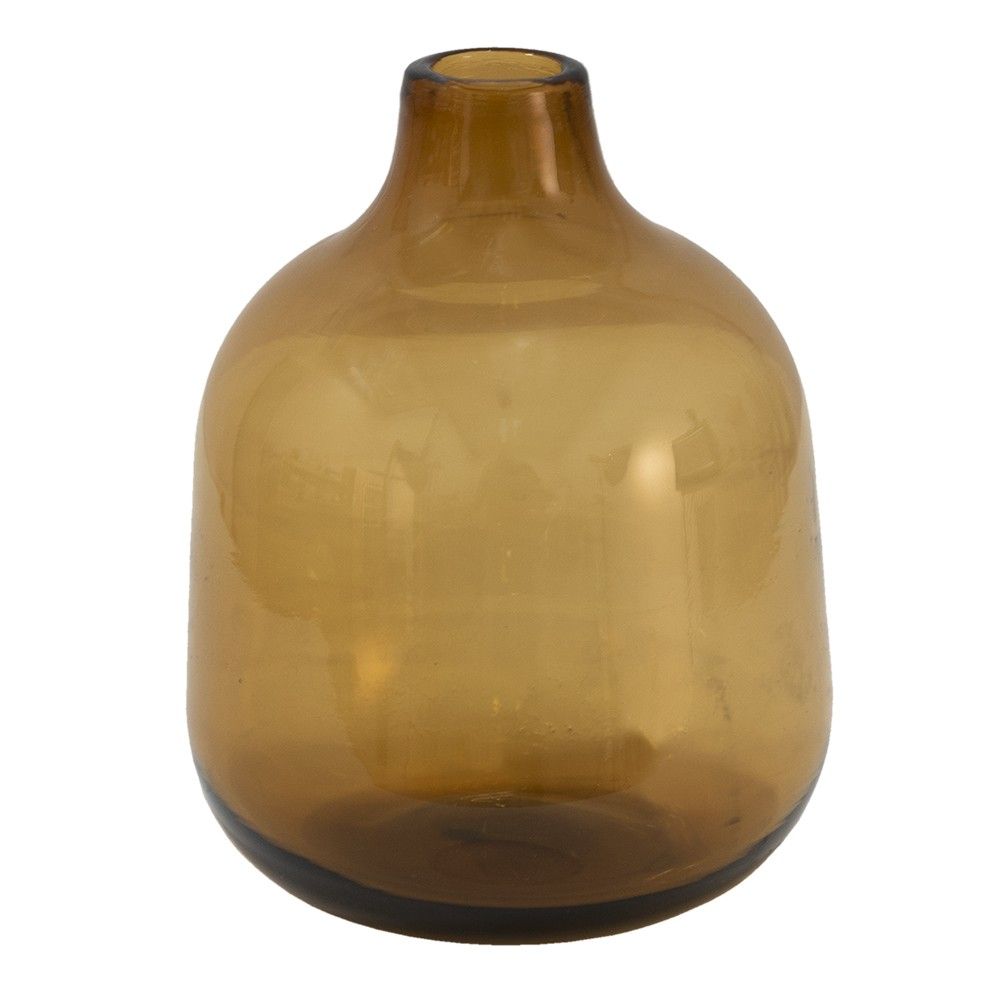 Hnědá skleněná dekorační váza - Ø 10*13 cm Clayre & Eef - LaHome - vintage dekorace