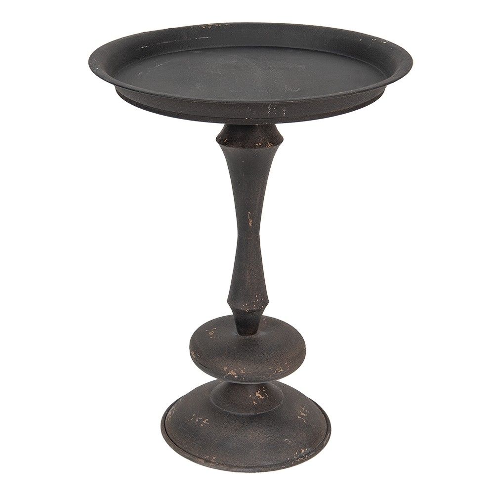 Černý antik kovový odkládací stolek Brusio - Ø 49*67 cm Clayre & Eef - LaHome - vintage dekorace