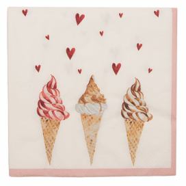 Béžové papírové ubrousky se zmrzlinou Frosty And Sweet  - 33*33 cm (20ks) Clayre & Eef