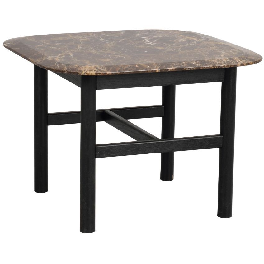 Hnědý mramorový konferenční stolek ROWICO HAMMOND 62 x 62 cm s černou  podnoží - Designovynabytek.cz