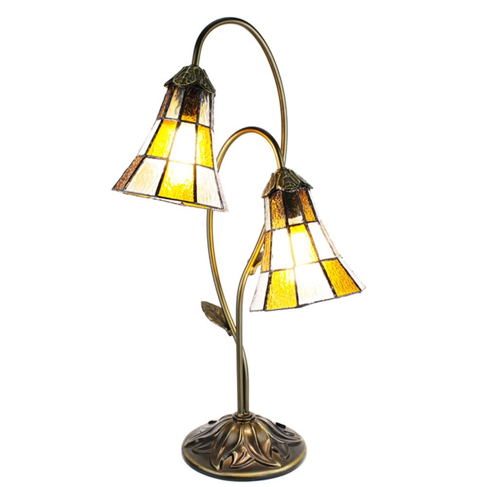 Stolní lampa Tiffany Flowerbell orange - 35*18*61 cm E14/max 2*25W Clayre & Eef - LaHome - vintage dekorace