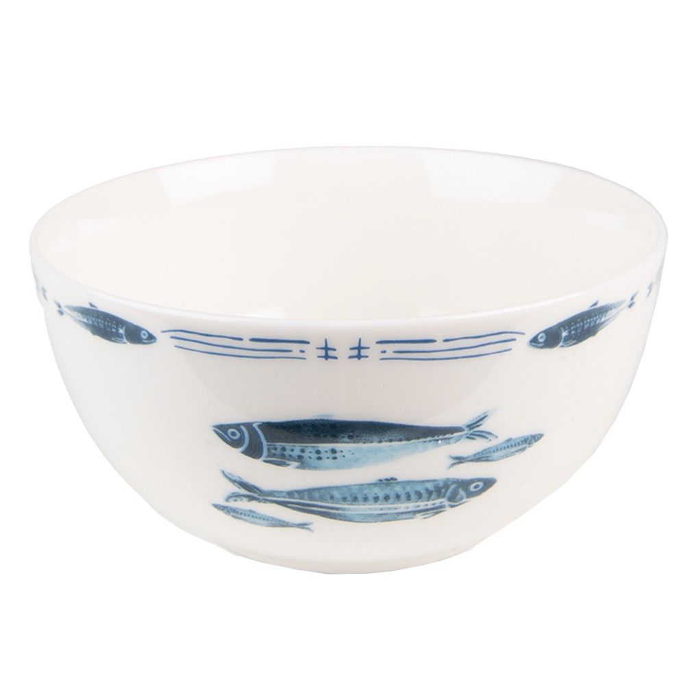 Porcelánová miska na polévku  s rybkami  Fish Blue - Ø 14*7 cm / 500 ml Clayre & Eef - LaHome - vintage dekorace