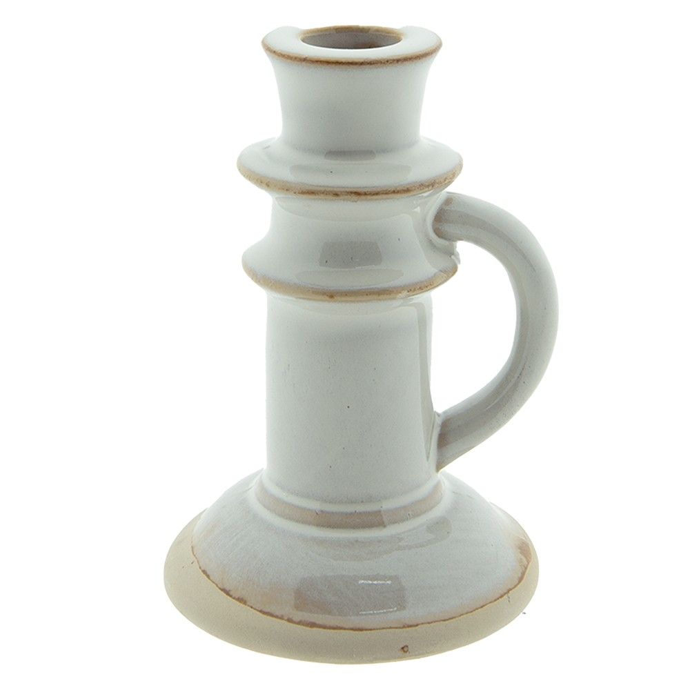 Béžový porcelánový svícen na úzkou svíčku Chrie - Ø10*14 cm Clayre & Eef - LaHome - vintage dekorace