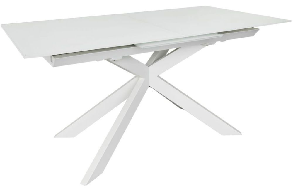 Bílý skleněný rozkládací jídelní stůl Kave Home Atminda 160/210 x 90 cm - Designovynabytek.cz