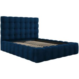 Královsky modrá sametová dvoulůžková postel MICADONI Mamaia 160 x 200 cm s úložným prostorem