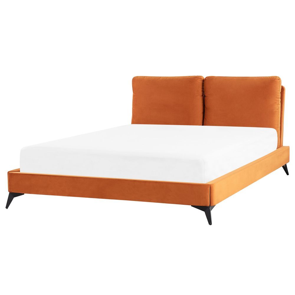 Sametová postel 160 x 200 cm oranžová MELLE - Beliani.cz