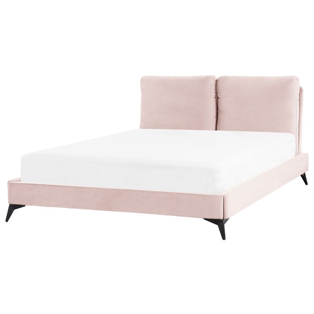Sametová postel 140 x 200 cm růžová MELLE - Beliani.cz