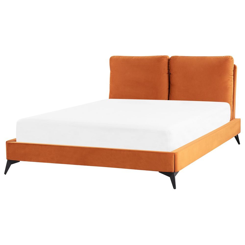 Sametová postel 140 x 200 cm oranžová MELLE - Beliani.cz