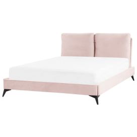 Sametová postel 140 x 200 cm růžová MELLE