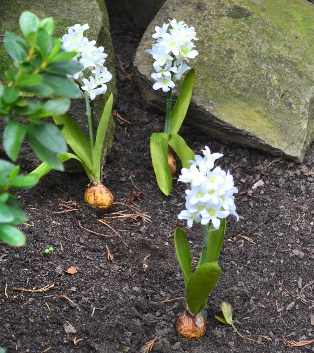 Gilde Umělá květina Hyacint s cibulí, bílý - Velký Košík