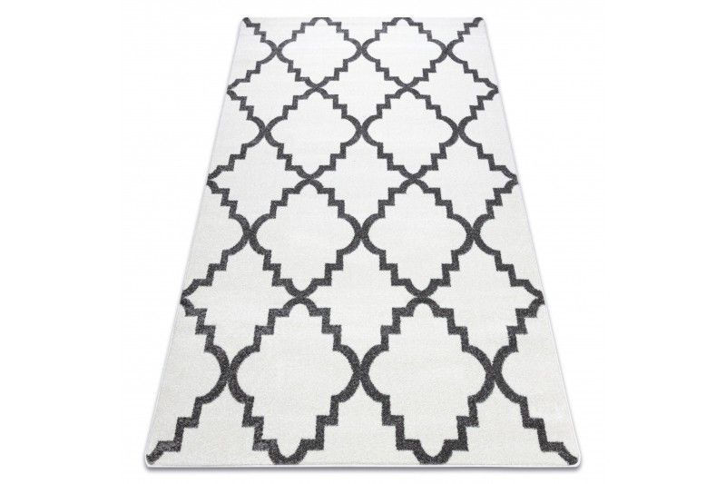 Dywany Lusczow Kusový koberec SKETCH CAMERON bílý /šedý trellis, velikost 120x170 - Houseland.cz