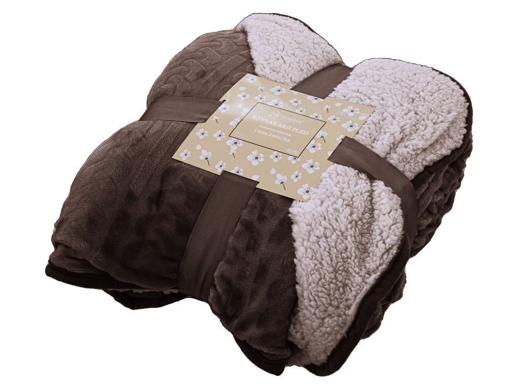 Luxusní tmavě hnědá beránková deka z mikroplyše se vzorem, 180x200 cm - Výprodej Povlečení