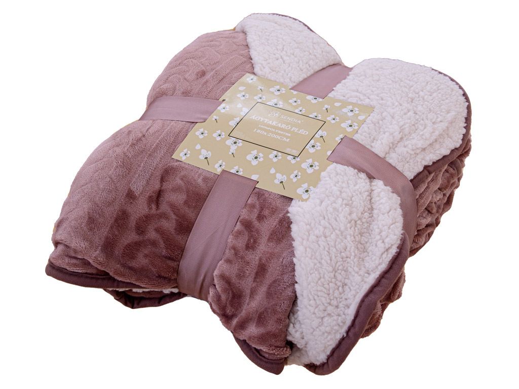 Luxusní růžová beránková deka z mikroplyše se vzorem, 180x200 cm - Výprodej Povlečení