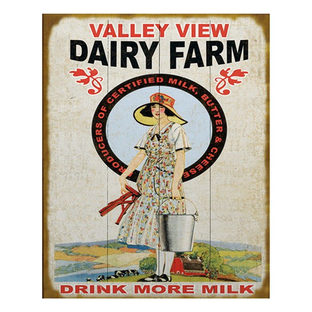 Nástěnná kovová cedule Dairy Farm - 20*1*25 cm Clayre & Eef - LaHome - vintage dekorace