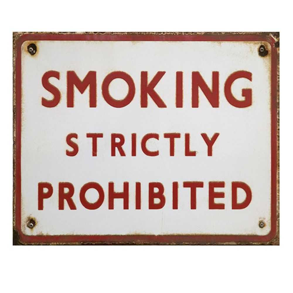 Nástěnná kovová cedule Smoking strictly Prohibited - 25*1*20 cm Clayre & Eef - LaHome - vintage dekorace