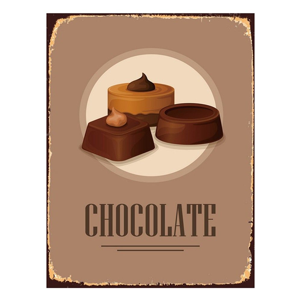 Hnědá nástěnná kovová cedule Chocolate - 25*1*33 cm Clayre & Eef - LaHome - vintage dekorace
