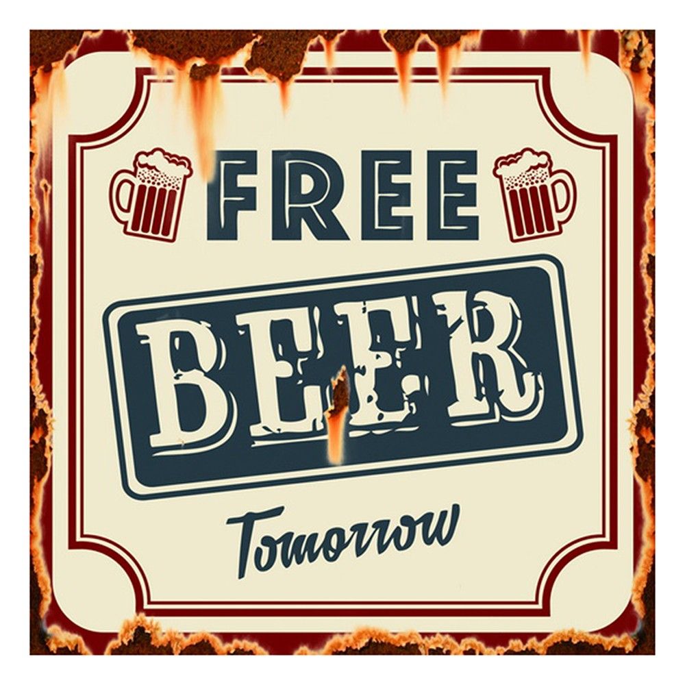 Nástěnná kovová cedule Free Beer Tomorrow - 30*1*30 cm Clayre & Eef - LaHome - vintage dekorace