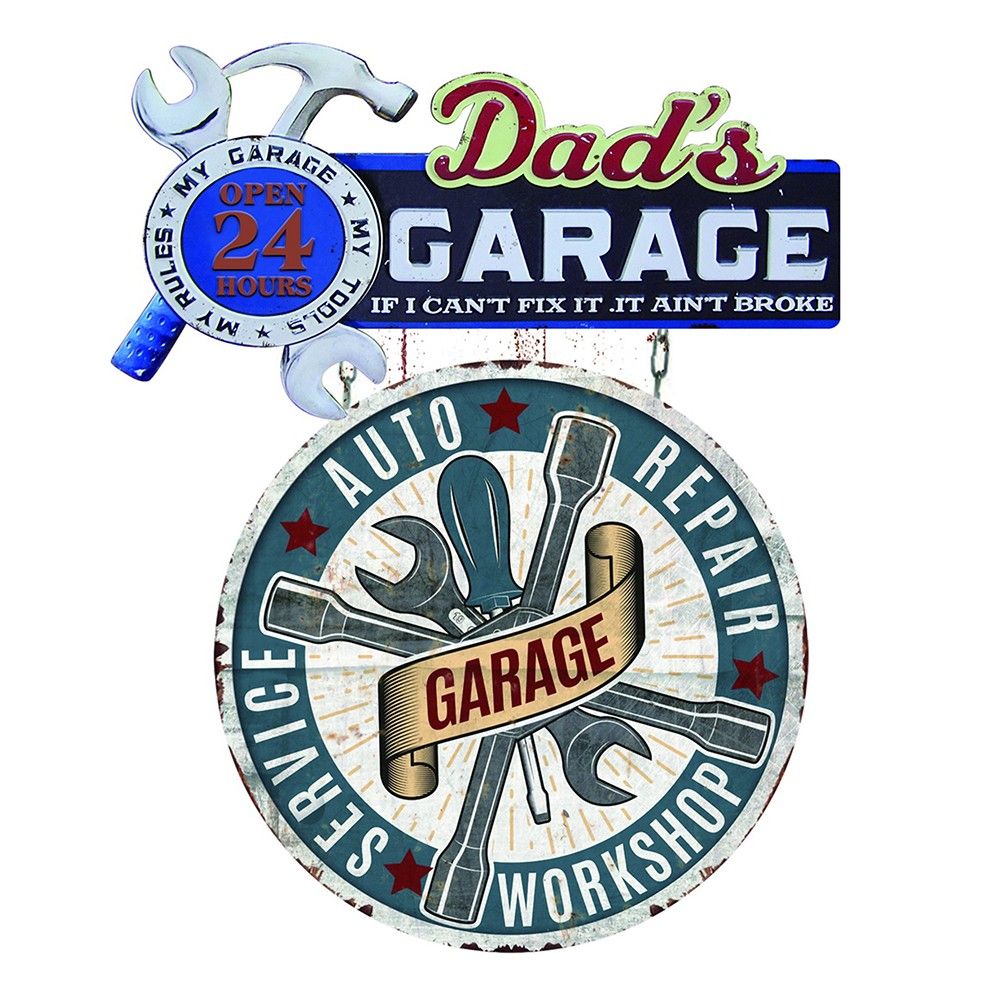 Nástěnná kovová cedule Dad´s Garage - 48*1*60 cm Clayre & Eef - LaHome - vintage dekorace