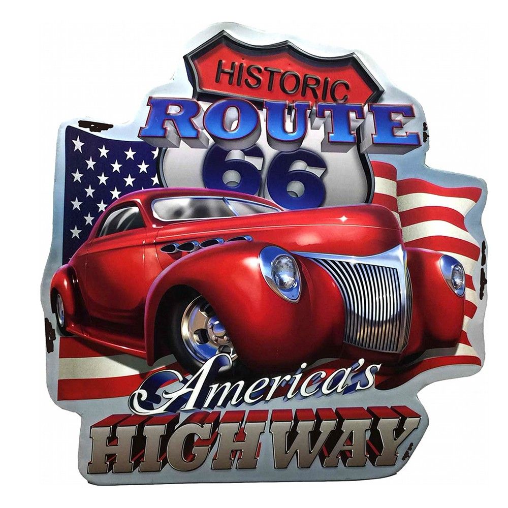 Nástěnná kovová cedule Historic Route 66 - 58*1*60 cm Clayre & Eef - LaHome - vintage dekorace