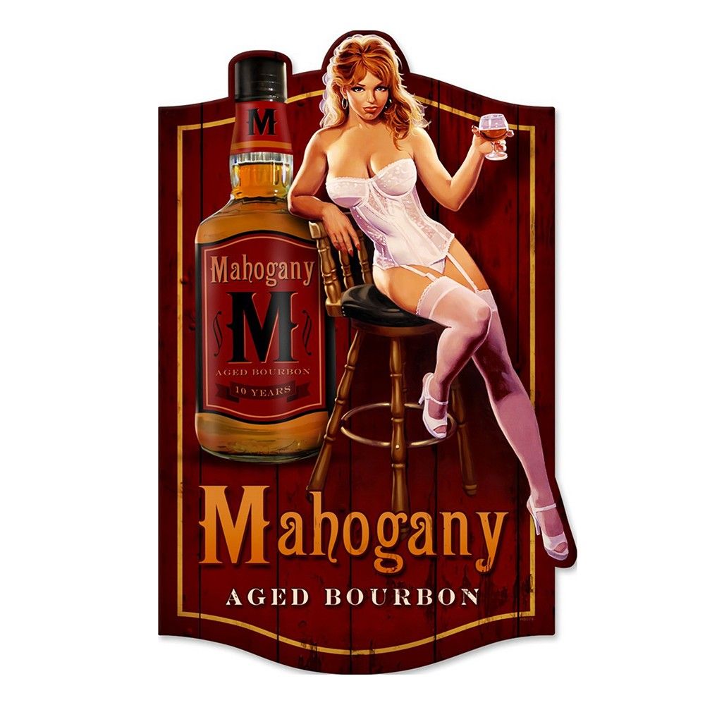 Vínová nástěnná kovová cedule Mahogany - 39*1*60 cm Clayre & Eef - LaHome - vintage dekorace