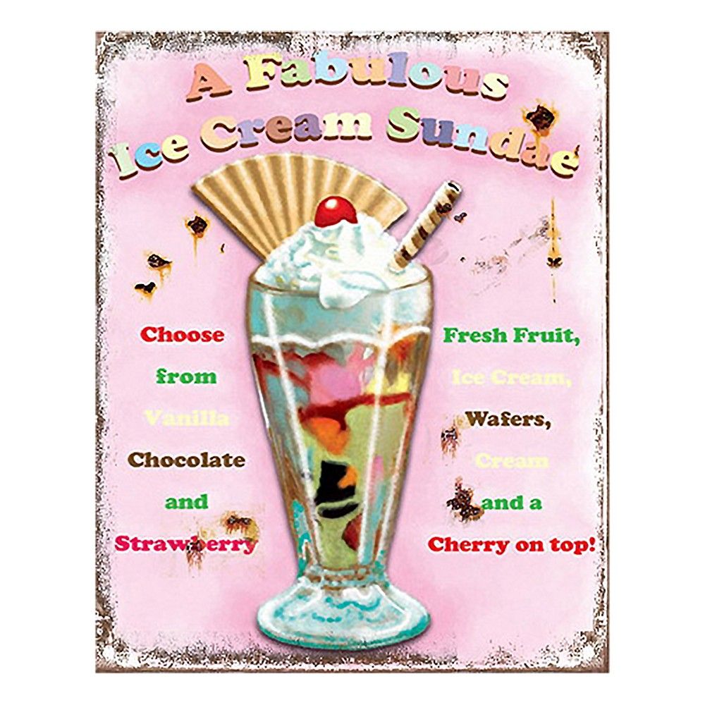 Růžová nástěnná kovová cedule Ice Cream - 20*1*25 cm Clayre & Eef - LaHome - vintage dekorace