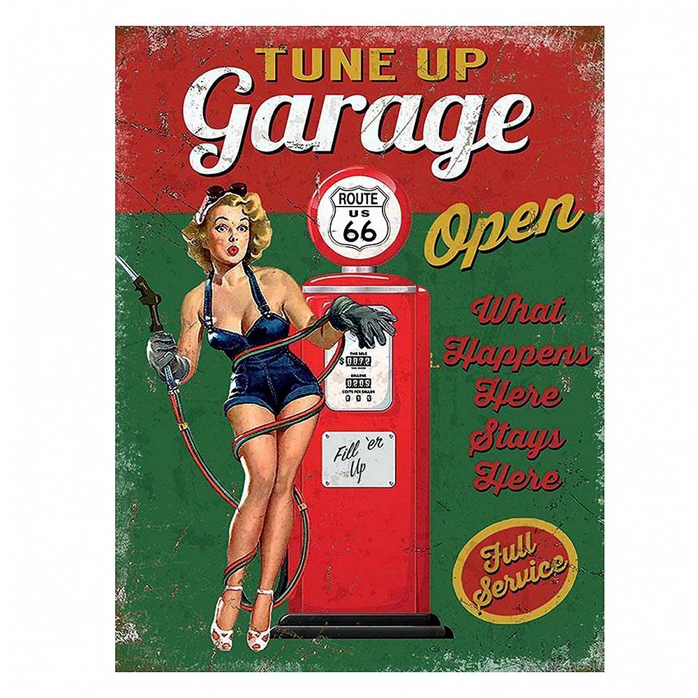 Zeleno-červená kovová nástěnná cedule Garage - 25*1*33 cm Clayre & Eef - LaHome - vintage dekorace