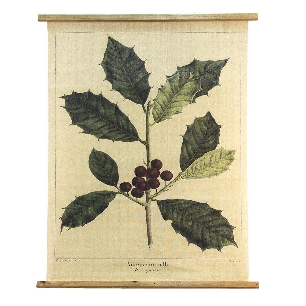 Béžová nástěnná mapa s cesmínou American Holly - 80*2*100 cm Clayre & Eef - LaHome - vintage dekorace