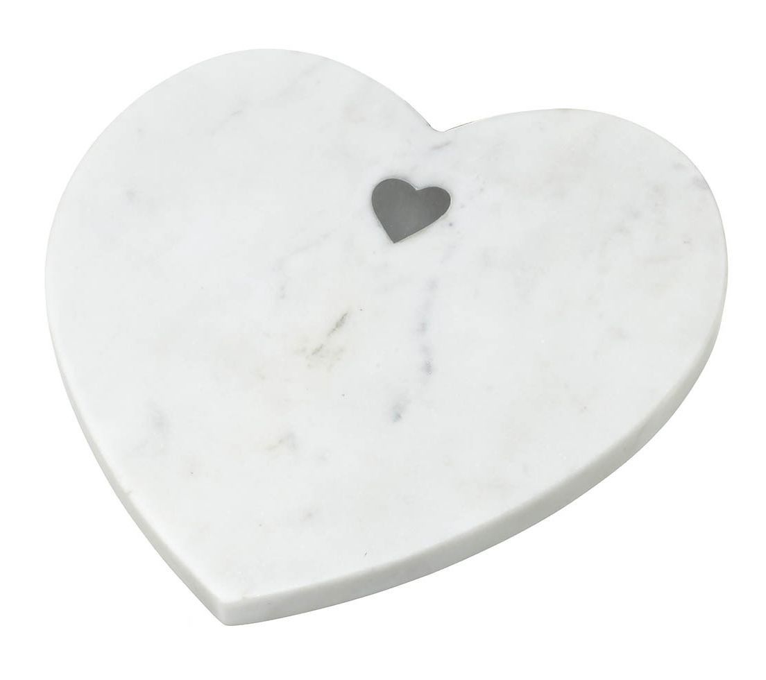 Mramorové servírovací prkénko ve tvaru srdce Marble White - 21*21*1,5cm   Ostatní - LaHome - vintage dekorace
