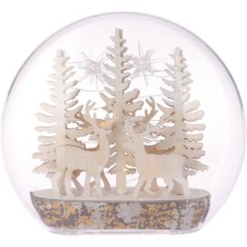 Home Styling Collection Vánoční koule Dřevěný les se soby, svítící, 15 x LED
