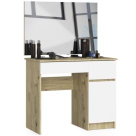 Ak furniture Kosmetický stolek se zrcadlem P-2/SL I dub artisan / bílý pravý