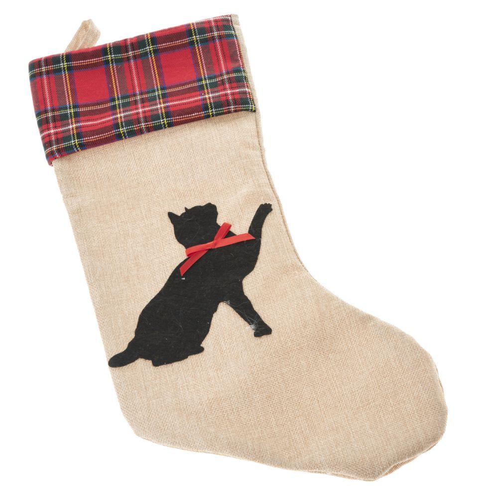 Vánoční textilní ponožka Kočka, 48 cm - 4home.cz
