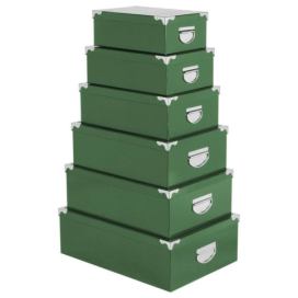 5five Simply Smart Sada úložných boxů s víkem, 6 kusů, zelená barva