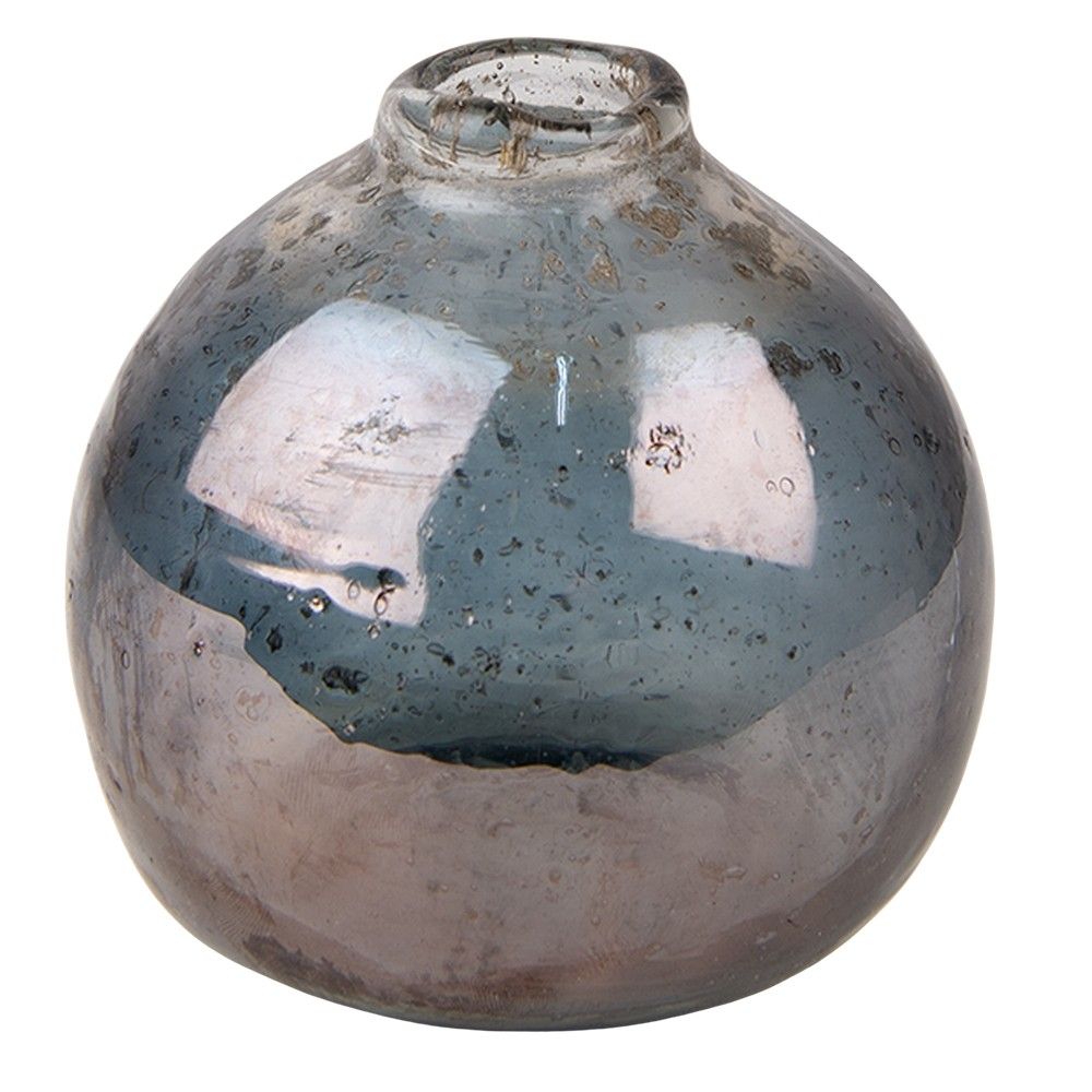 Skleněná šedá kulatá foukaná váza Sandy - Ø10*10 cm Clayre & Eef - LaHome - vintage dekorace