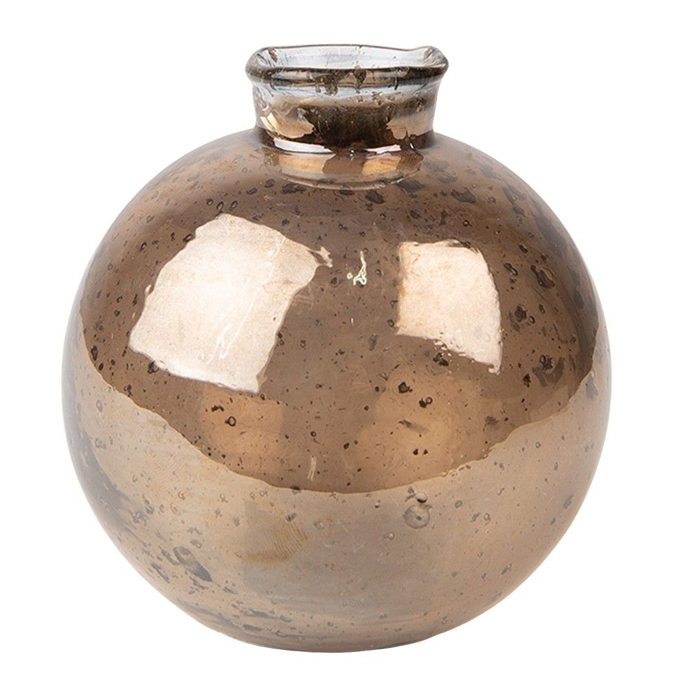 Skleněná hnědá kulatá foukaná váza Sandy - Ø 10*10 cm Clayre & Eef - LaHome - vintage dekorace