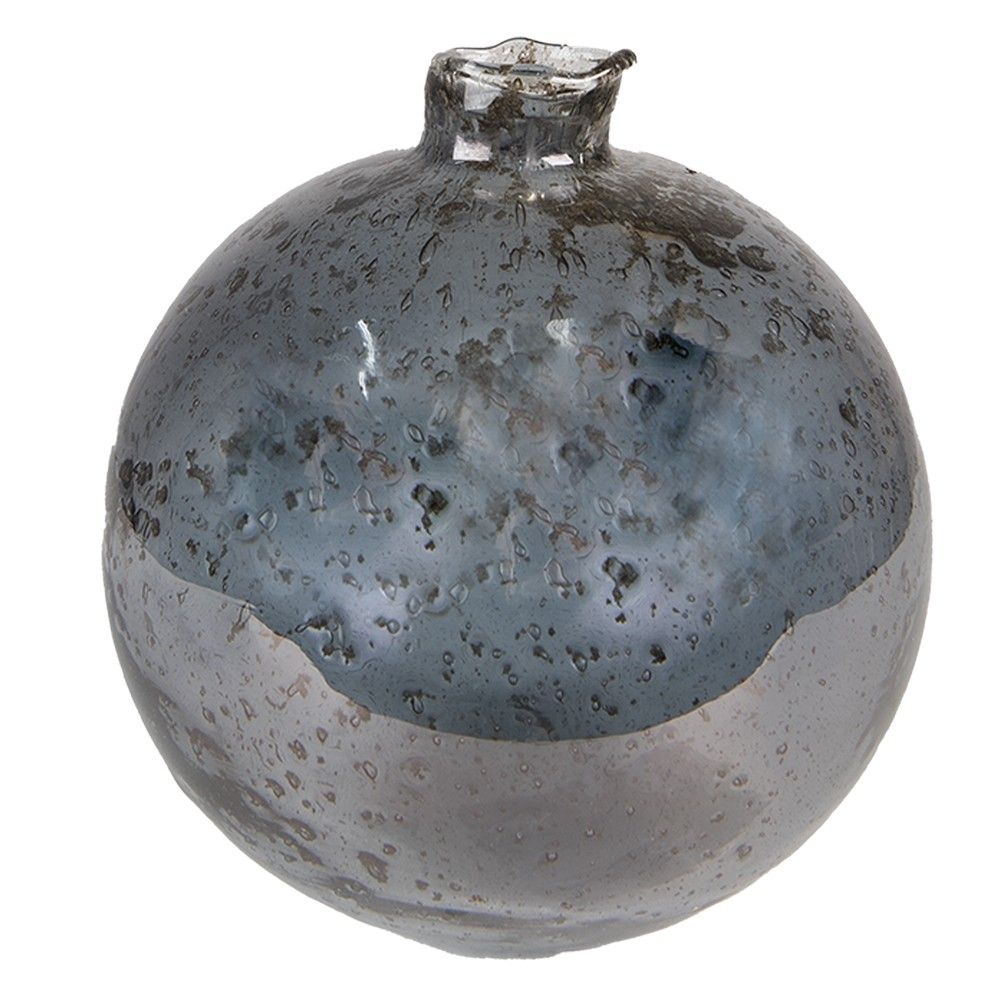 Skleněná šedá kulatá foukaná váza Sandy - Ø 13*13 cm Clayre & Eef - LaHome - vintage dekorace