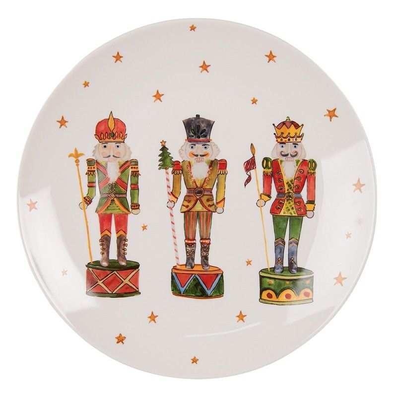 Porcelánový dezertní talířek s Louskáčky Happy Little Christmas  - Ø 20 cm Clayre & Eef - LaHome - vintage dekorace