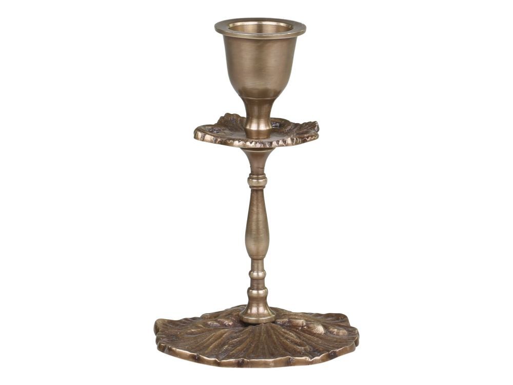 Mosazný antik kovový svícen na úzkou svíčku - Ø 8*11cm Chic Antique - LaHome - vintage dekorace