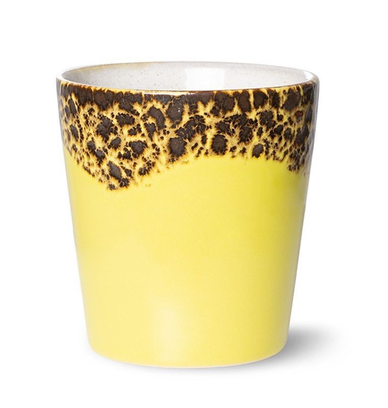 Žluto-hnědý retro hrnek na kávu Coffee 70s Solar - Ø7,5*8cm / 180ml  HKLIVING - LaHome - vintage dekorace