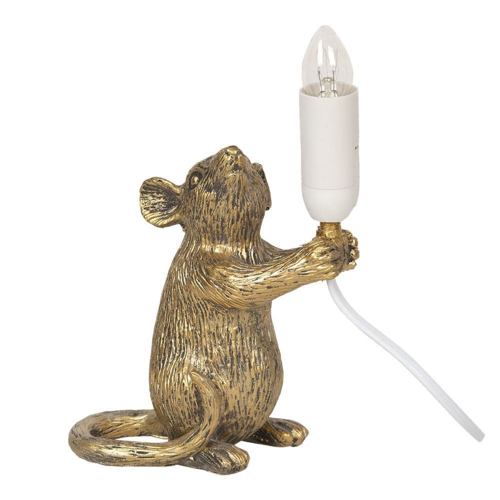 Základna stolní lampa zlatá Myška s patinou - 15*8*19 cm Clayre & Eef - LaHome - vintage dekorace