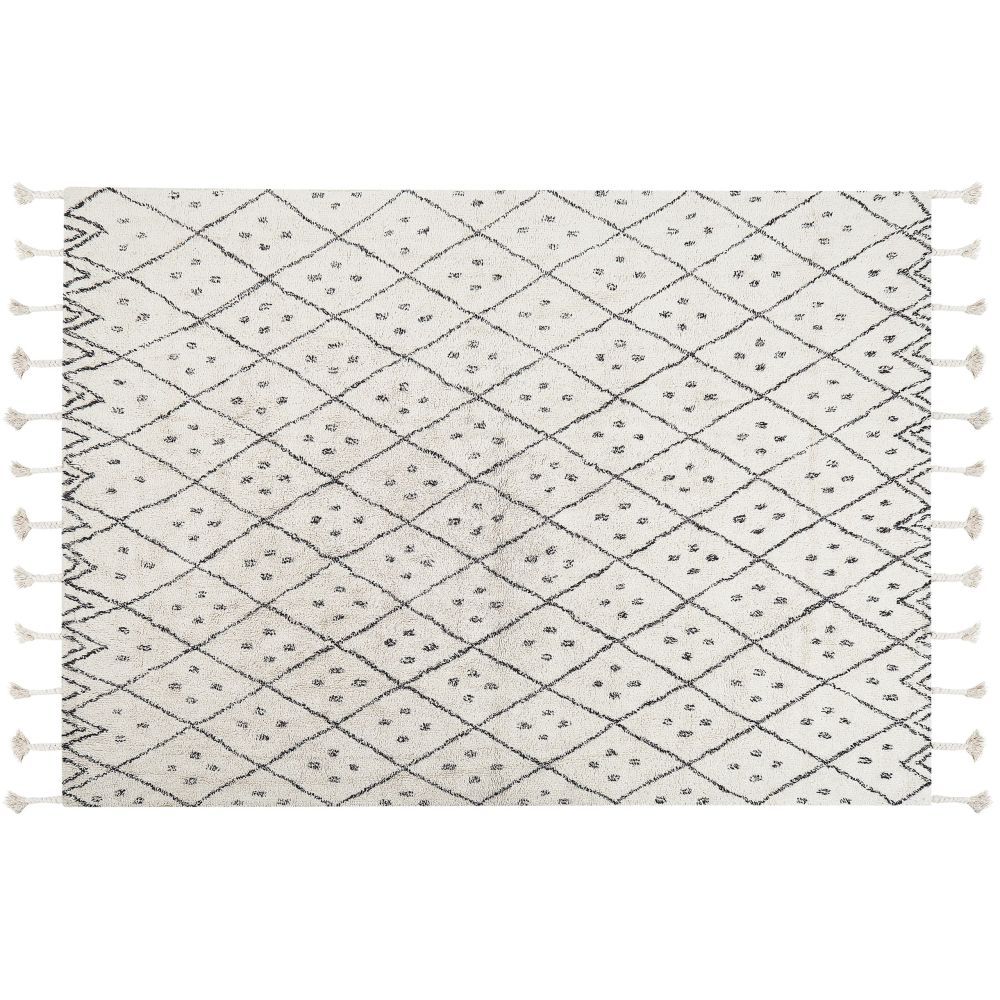 Bavlněný koberec 160 x 230 cm bílý/černý AGADIR - Beliani.cz