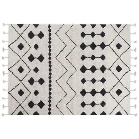 Bavlněný koberec 160 x 230 cm bílý/černý KHEMISSET Beliani.cz