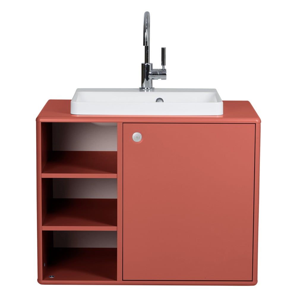 Červená závěsná skříňka s umyvadlem bez baterie 80x62 cm Color Bath – Tom Tailor - Bonami.cz