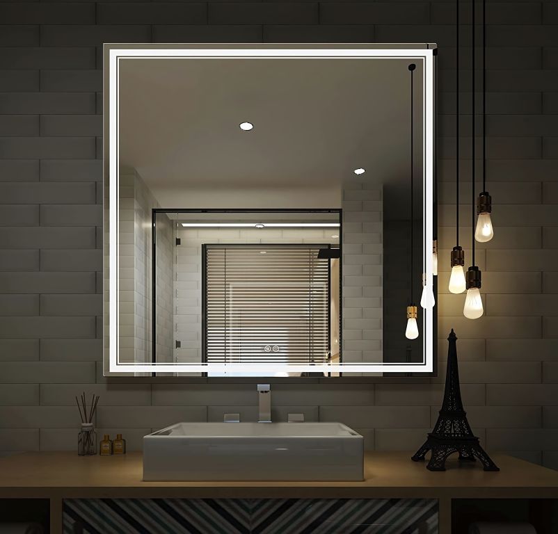 IREDA Koupelnové zrcadlo s LED osvětlením, 80 x 80 cm - Kokiskashop.cz