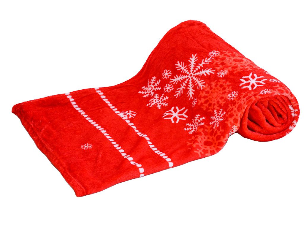 Červená vánoční mikroplyšová deka VLOČKA, 150x200 cm - Výprodej Povlečení
