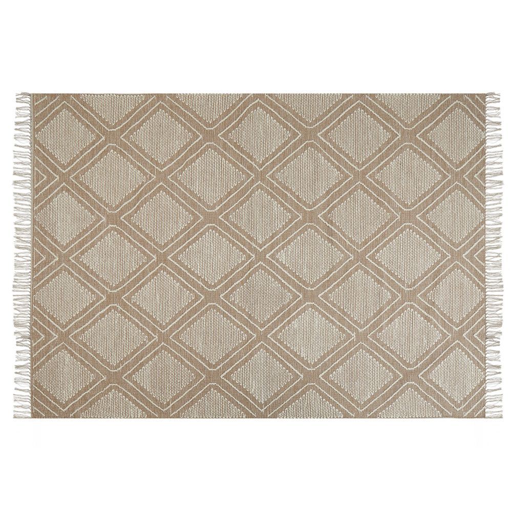 Bavlněný koberec 160 x 230 cm béžový/bílý KACEM - Beliani.cz
