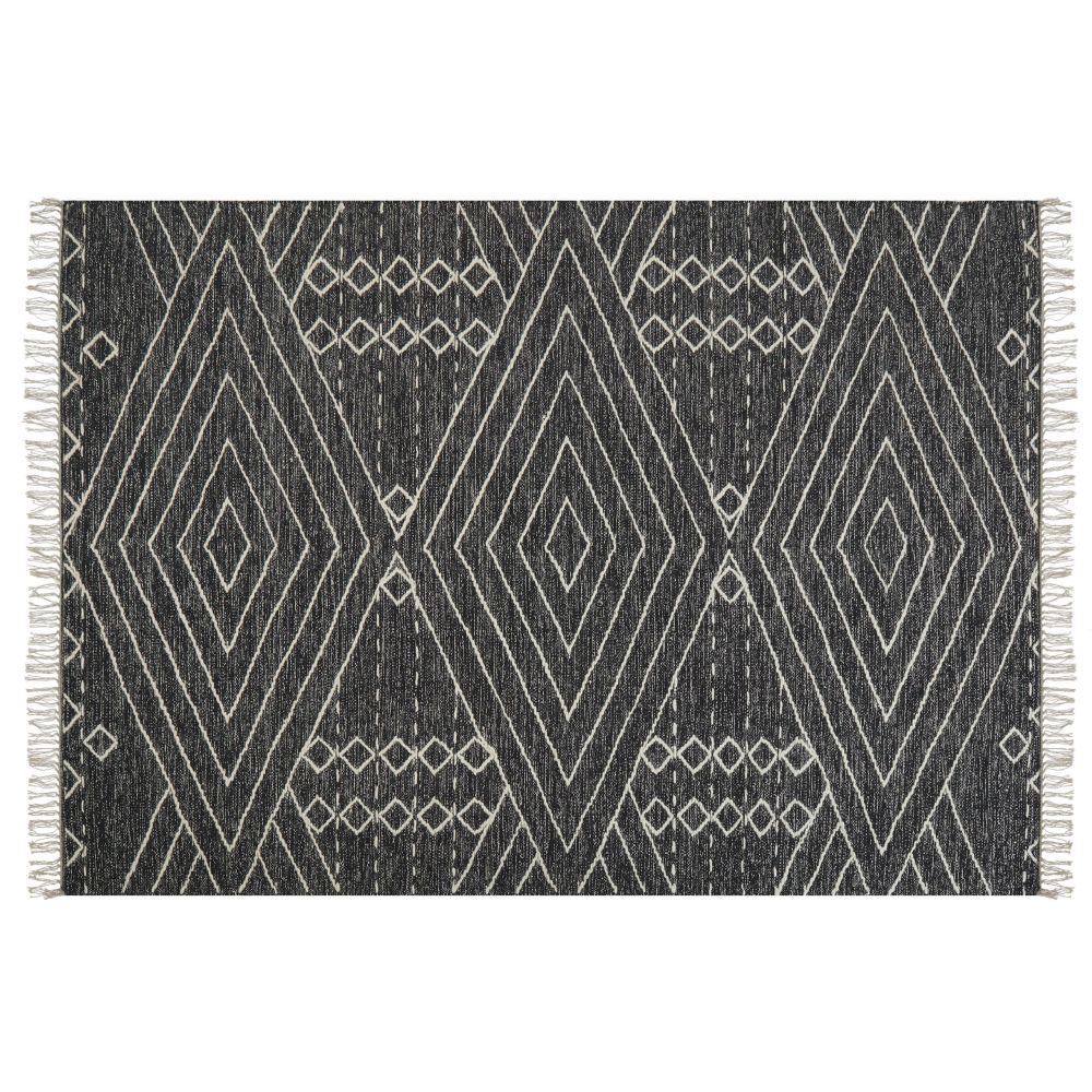 Bavlněný koberec 140 x 200 cm černý/bílý KHENIFRA - Beliani.cz