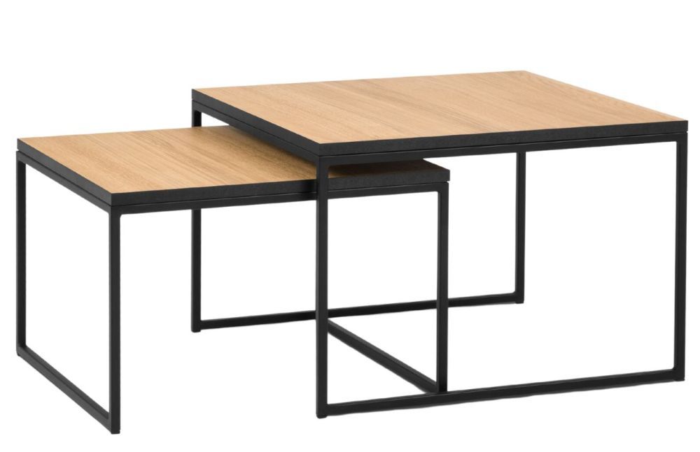 Set dvou dubových konferenčních stolků MICADONI VELD 60 x 60/50 x 50 cm - Designovynabytek.cz
