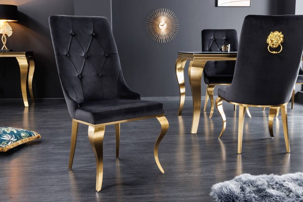 LuxD Designová židle Rococo Lví hlava černá / zlatá - Estilofina-nabytek.cz