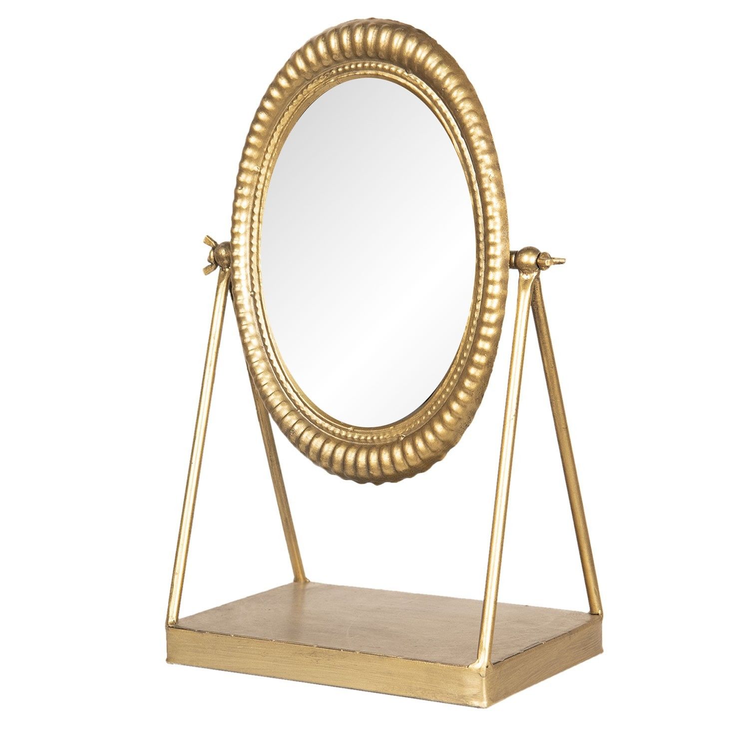 Zlaté antik kovové kosmetické zrcadlo Vioni - 23*13*35 cm Clayre & Eef - LaHome - vintage dekorace