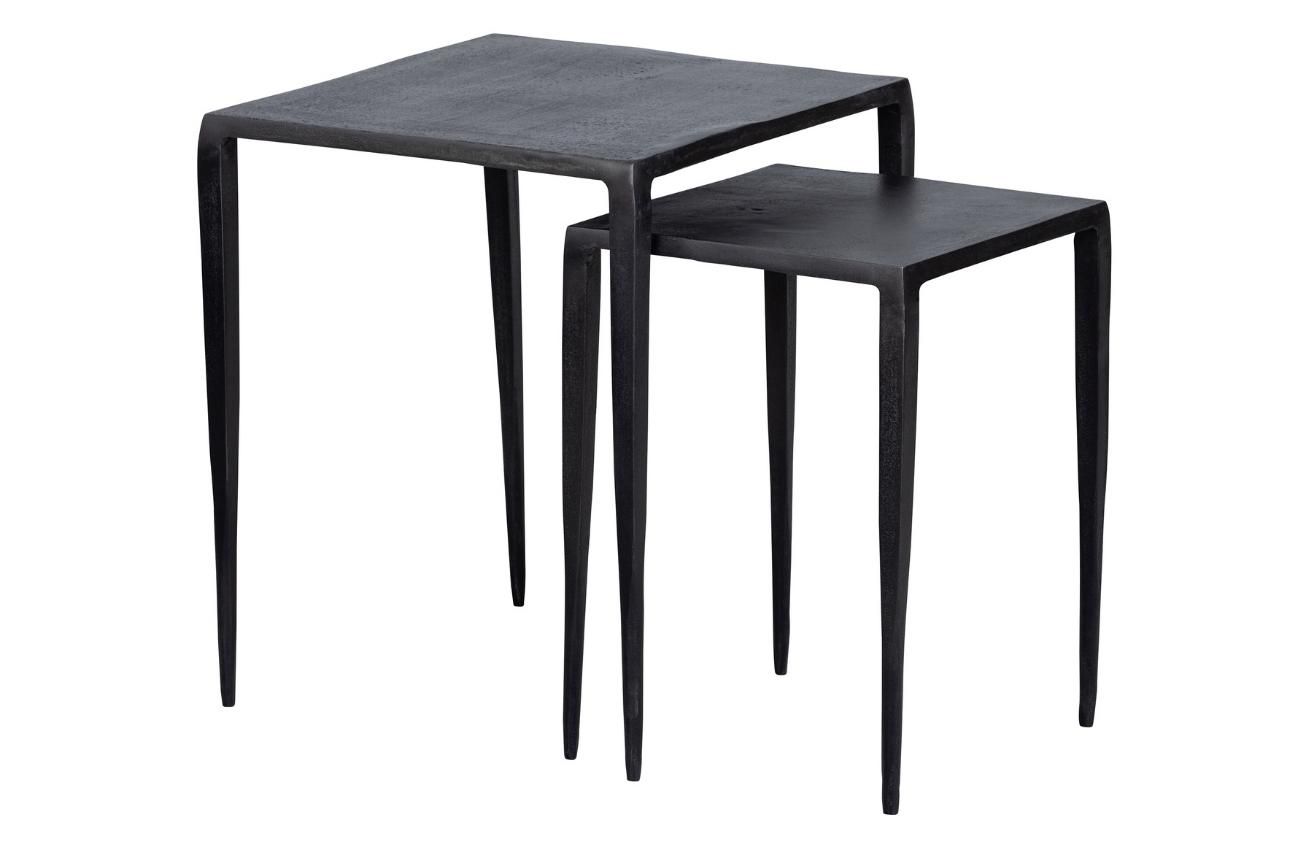 Hoorns Set dvou černých kovových odkládacích stolků Marty 39 x 39 / 29 x 29 cm - Designovynabytek.cz